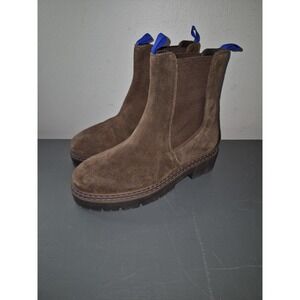 Anthony Veer Olivia Chelsea Boot Womens 8 Brown Suede Pull On Lug Sole Ankle